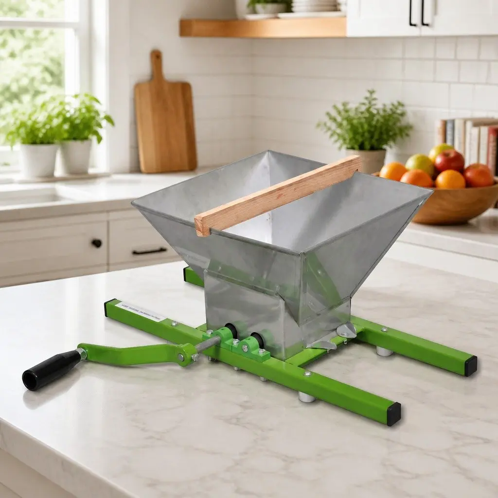 Fruit Crusher Manual Black 7L Hand Crank for Homemade Wine Making
