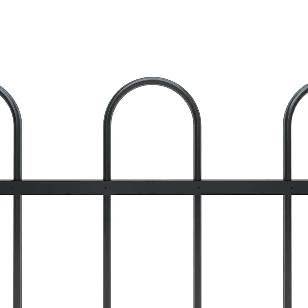 Decorative Steel Garden Fence Panel Black 181x120cm Hoop Top Outdoor Barrier