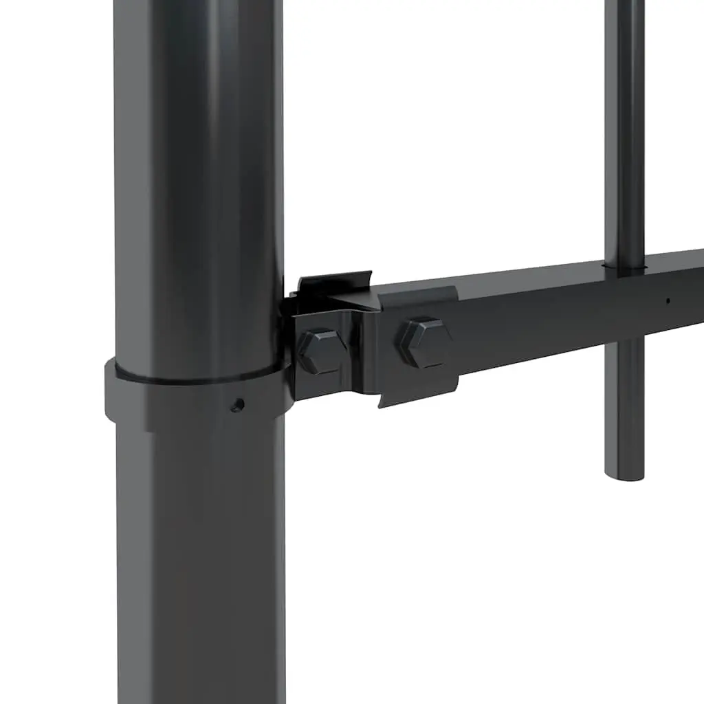 Decorative Steel Garden Fence Panel Black 181x120cm Hoop Top Outdoor Barrier