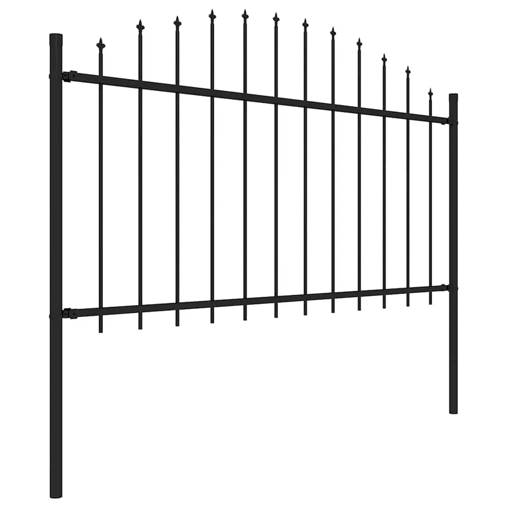 Garden Fence Panel Steel Black 170x150 cm Outdoor Security Barrier