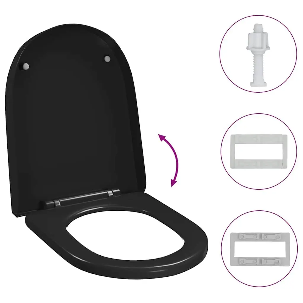 Soft-close Toilet Seat with Quick-release Design Black Standard Size Bathroom