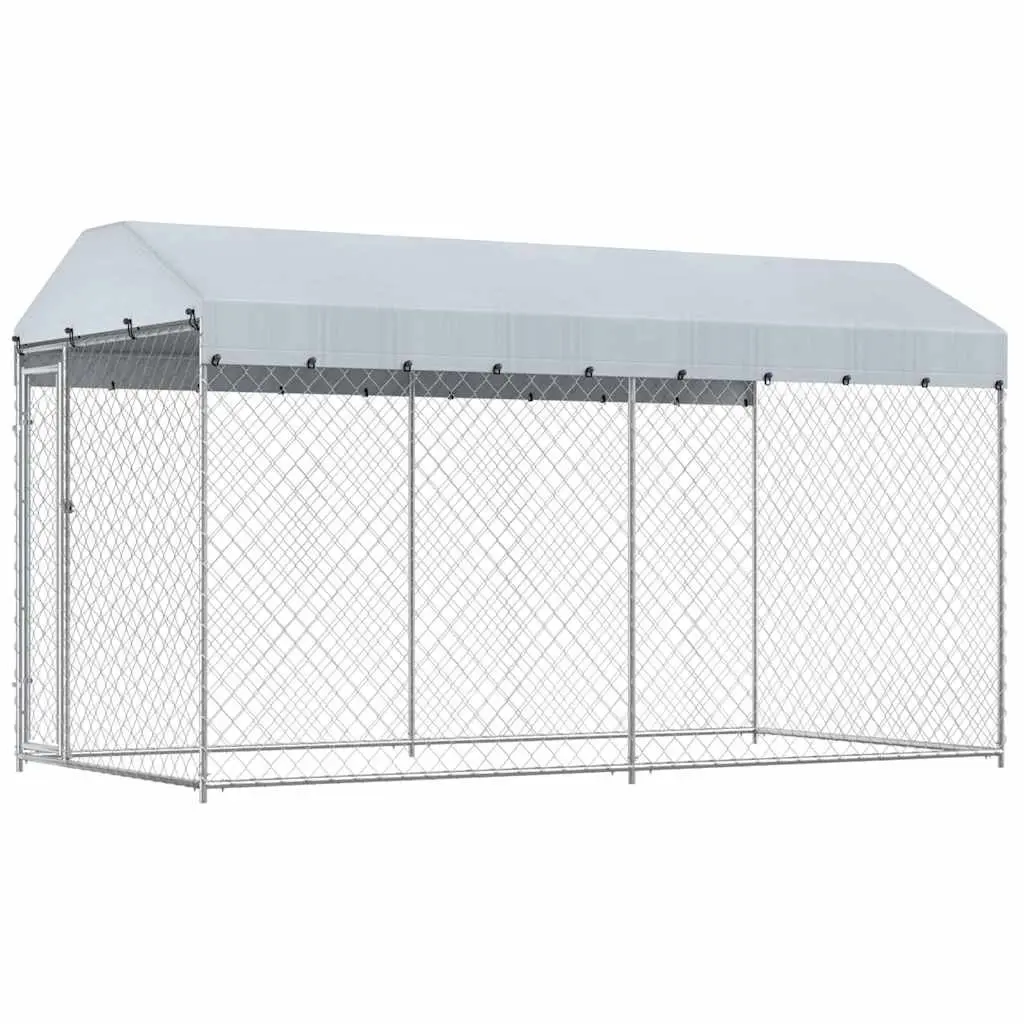 Large Outdoor Dog Kennel Run with Canopy Top Exercise Pen Chain Link Enclosure