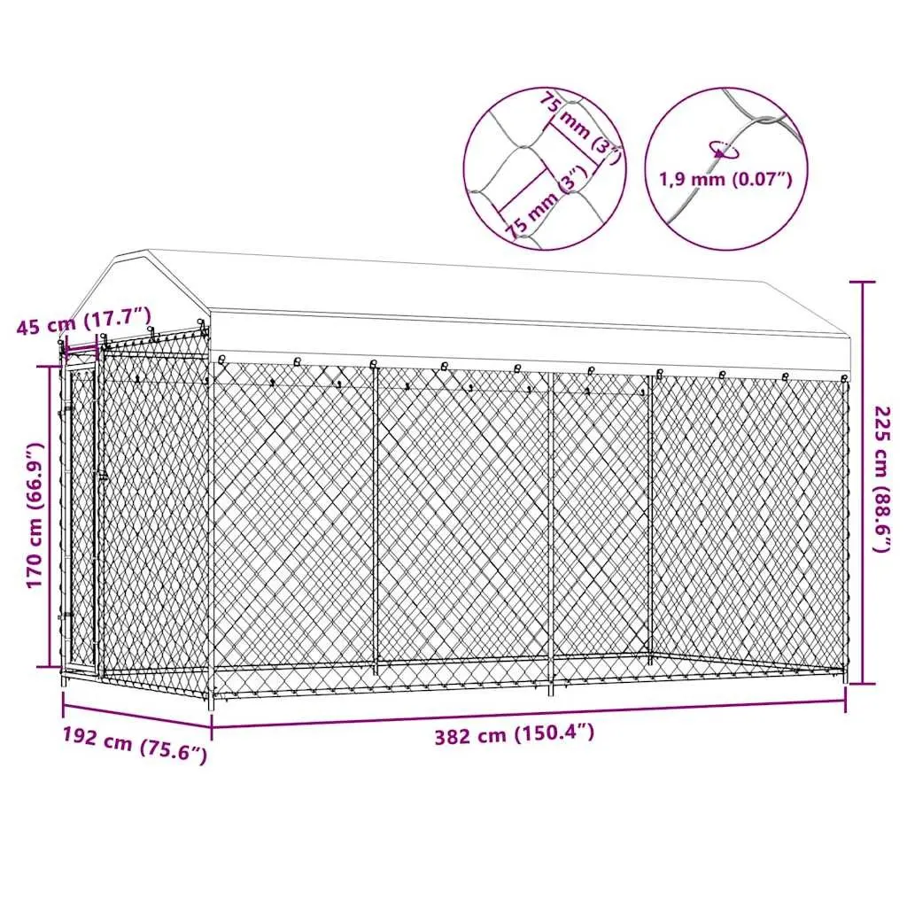 Large Outdoor Dog Kennel Run with Canopy Top Exercise Pen Chain Link Enclosure