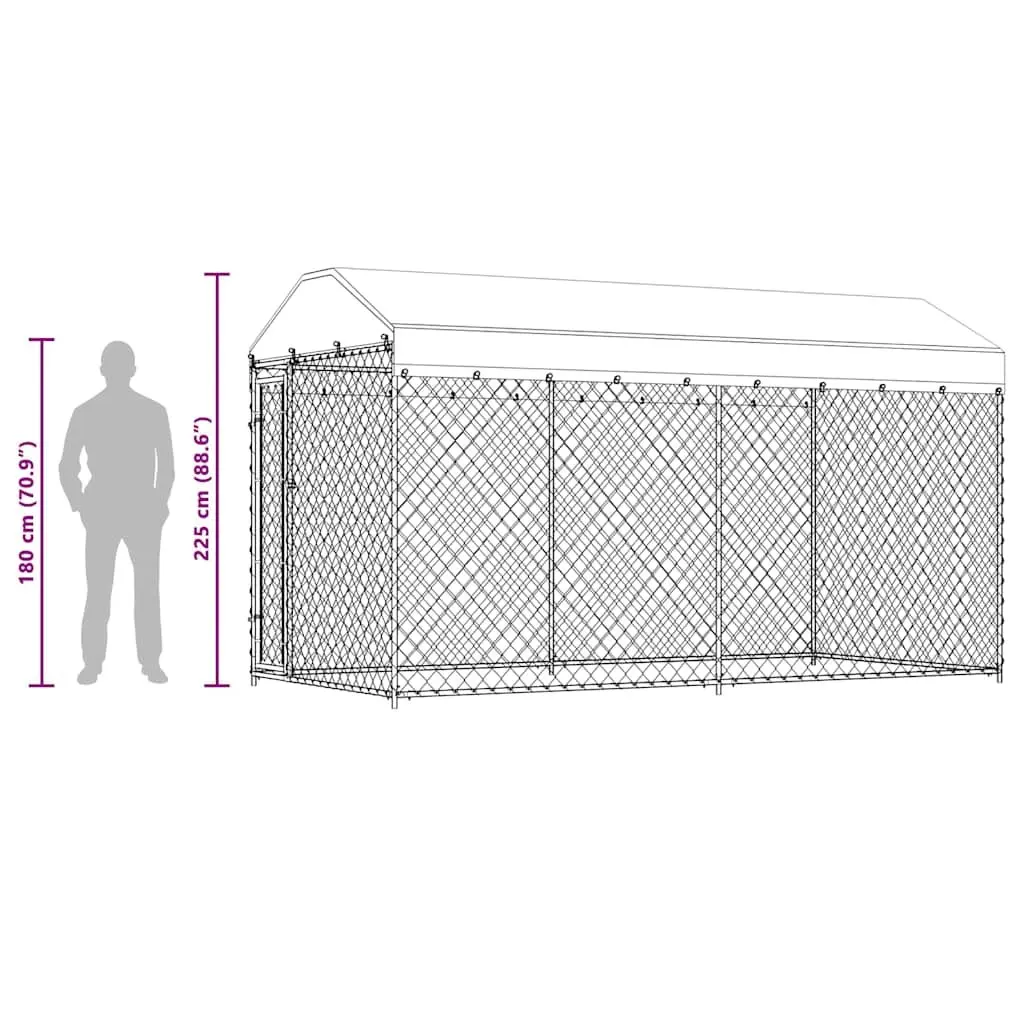 Large Outdoor Dog Kennel Run with Canopy Top Exercise Pen Chain Link Enclosure