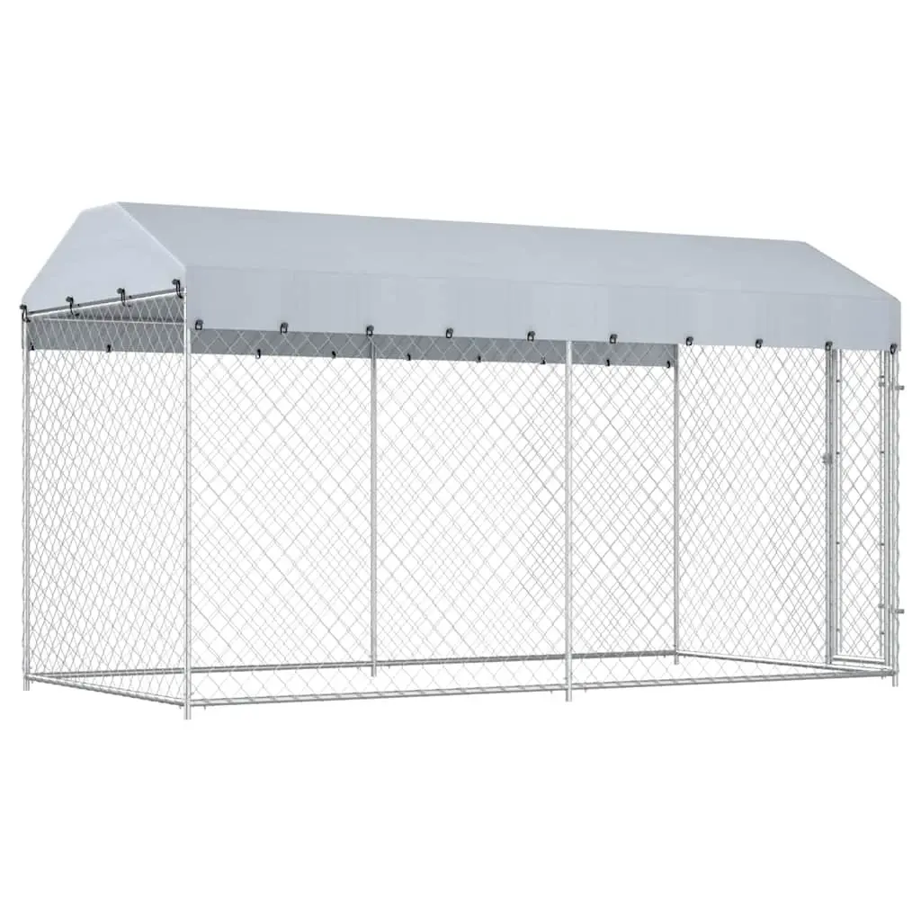 Large Outdoor Dog Kennel Run with Canopy Top Exercise Pen Chain Link Enclosure