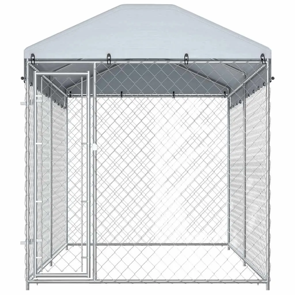 Large Outdoor Dog Kennel Run with Canopy Top Exercise Pen Chain Link Enclosure