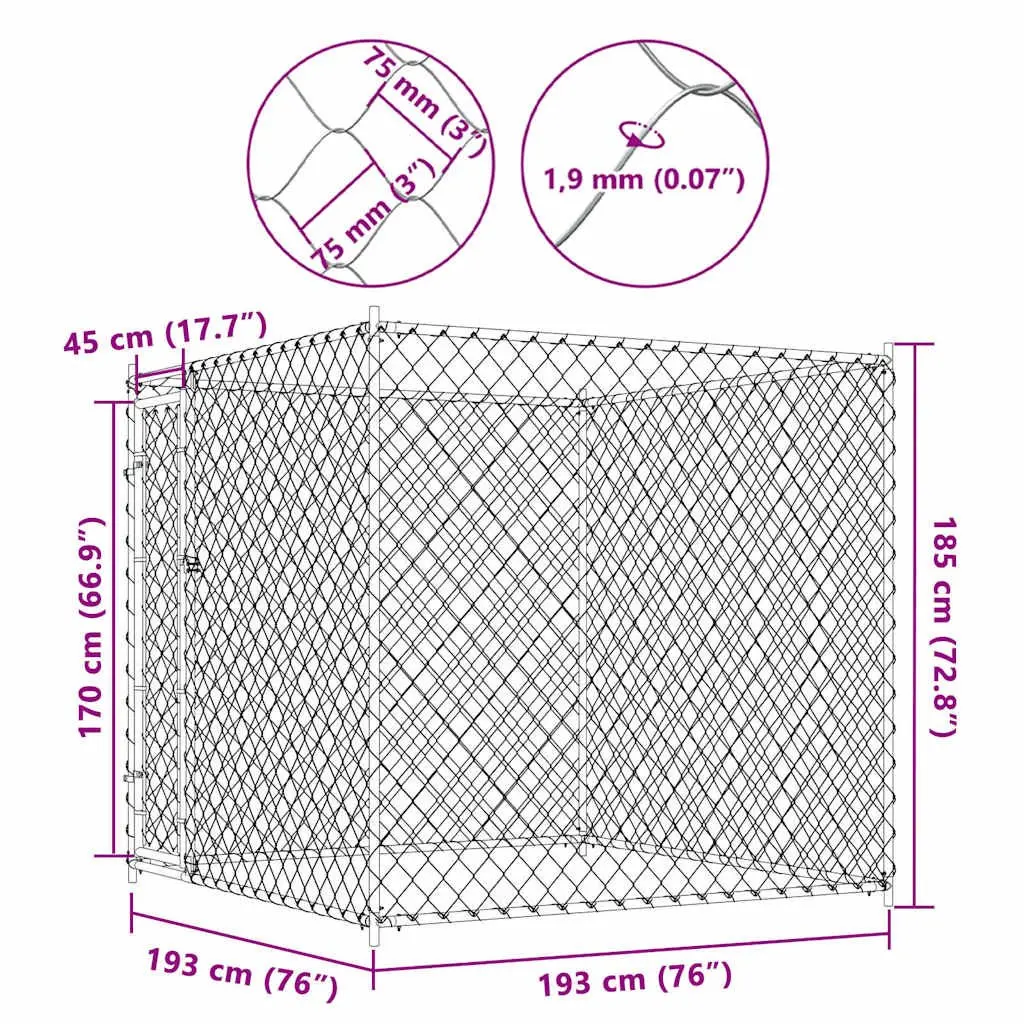 Dog Kennel Outdoor Large Exercise Enclosure Run Pen Mesh Play Area Silver