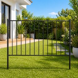 Practical Black Steel Fence Panel for Your Garden 1.7x1m