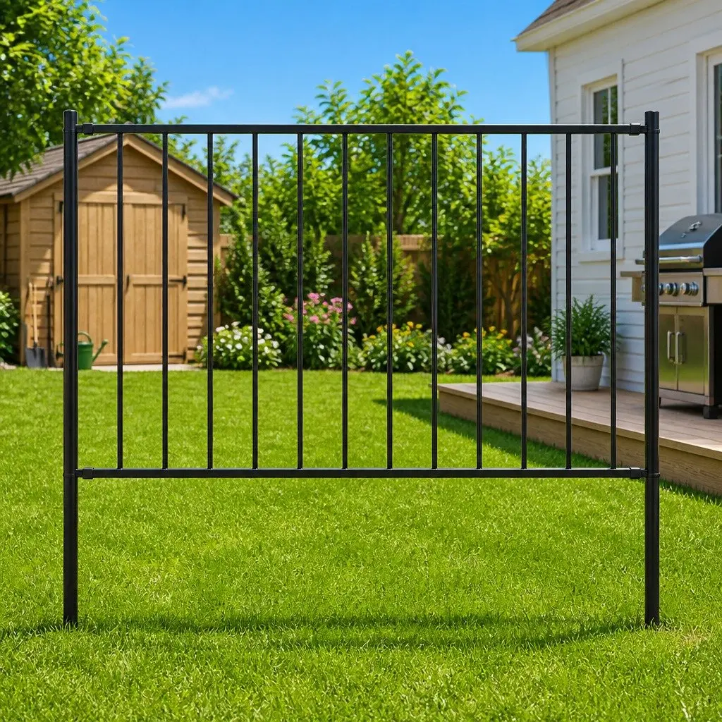 Fence Panel Steel 1.7 x 1.25 m Black Weather Resistant