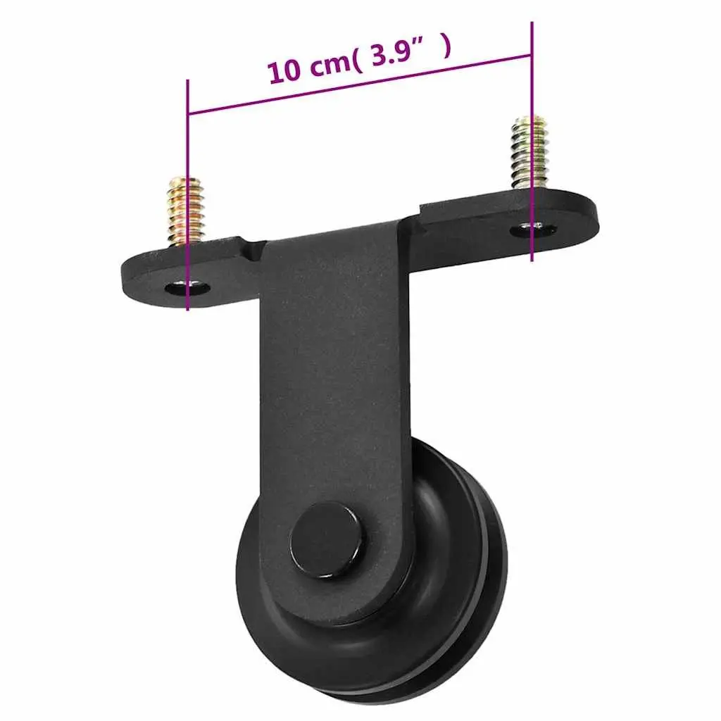 Sliding Door Hardware Kit Black Powder Coated Steel 200cm Track Rail Rollers with Floor Guide for Barn and Kitchen Doors