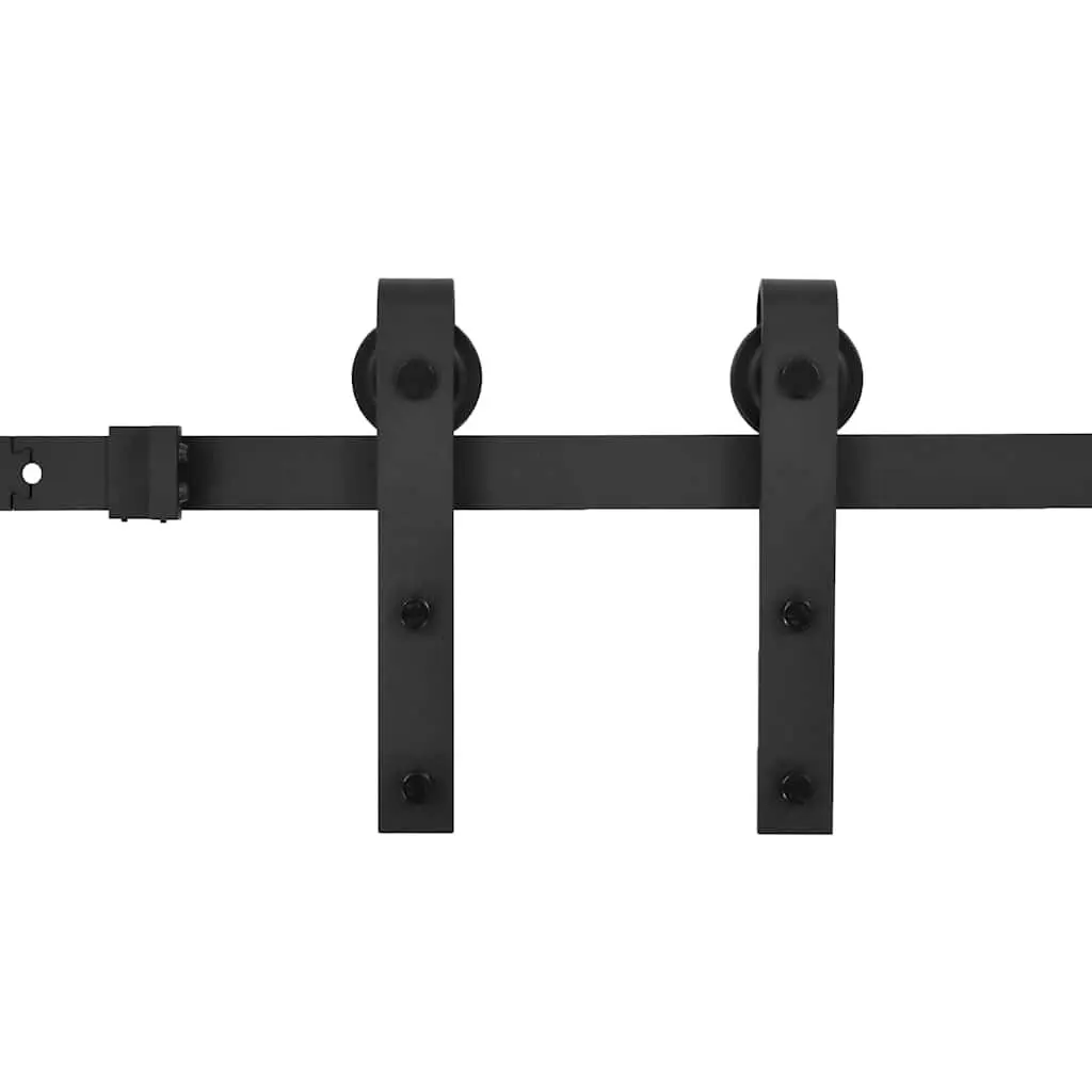 Sliding Door Hardware Kit Steel Track Rail 200cm Black