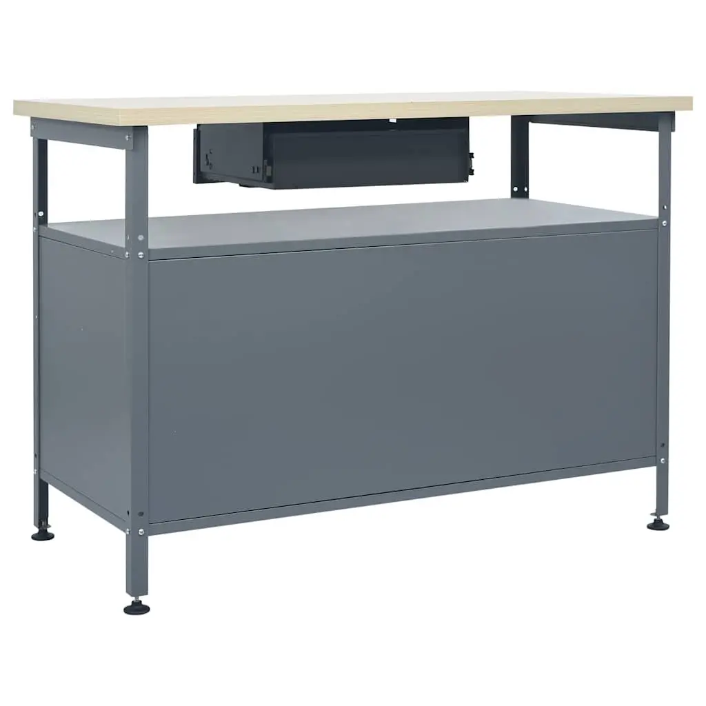 Heavy Duty Workbench with Storage Cabinets Lockable Doors 120x60x85cm Black