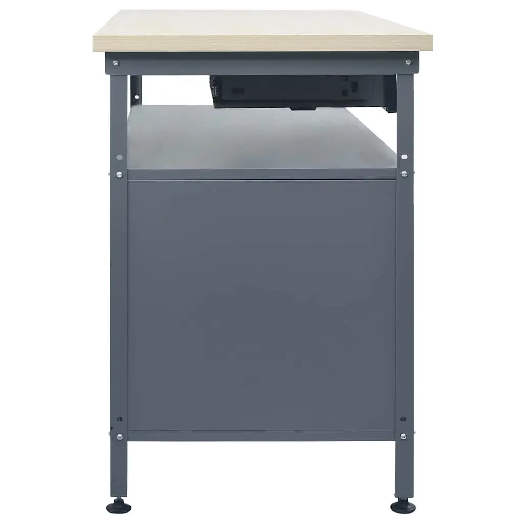 Heavy Duty Workbench with Storage Cabinets Lockable Doors 120x60x85cm Black