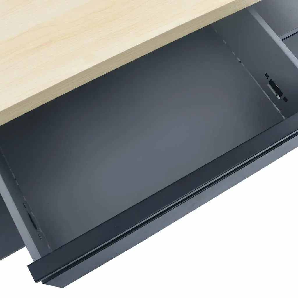 Heavy Duty Workbench with Storage Cabinets Lockable Doors 120x60x85cm Black