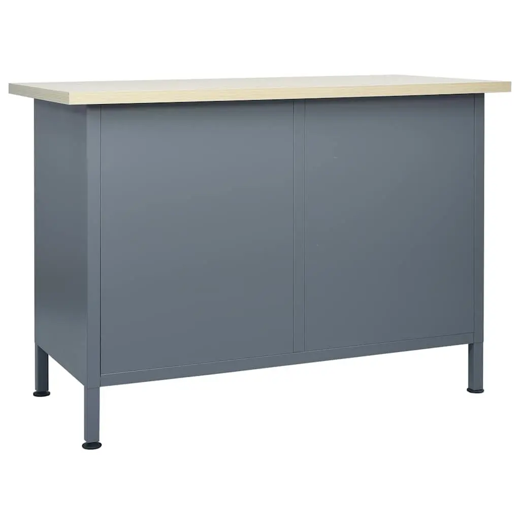 Work Bench 120x60x85 cm Heavy Duty Storage Workbench 2 Drawers Lockable Cabinets