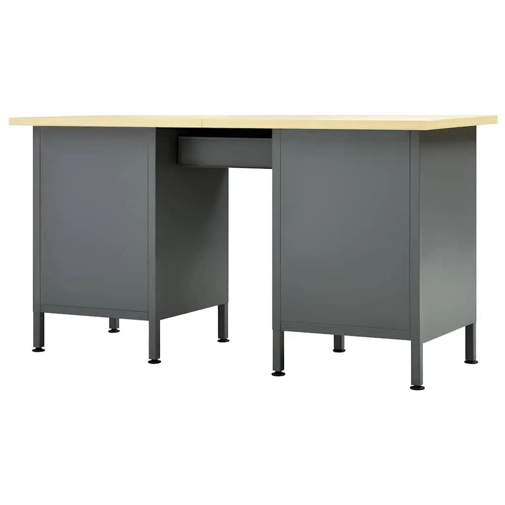 Workbench Steel and Engineered Wood 160x60x85cm Black 6 Drawers Lockable Cabinet