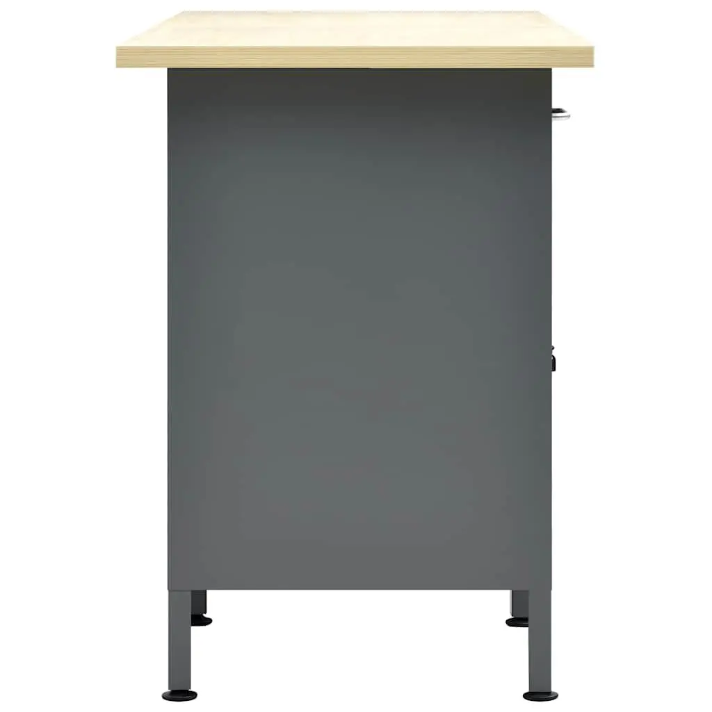 Workbench Steel and Engineered Wood 160x60x85cm Black 6 Drawers Lockable Cabinet