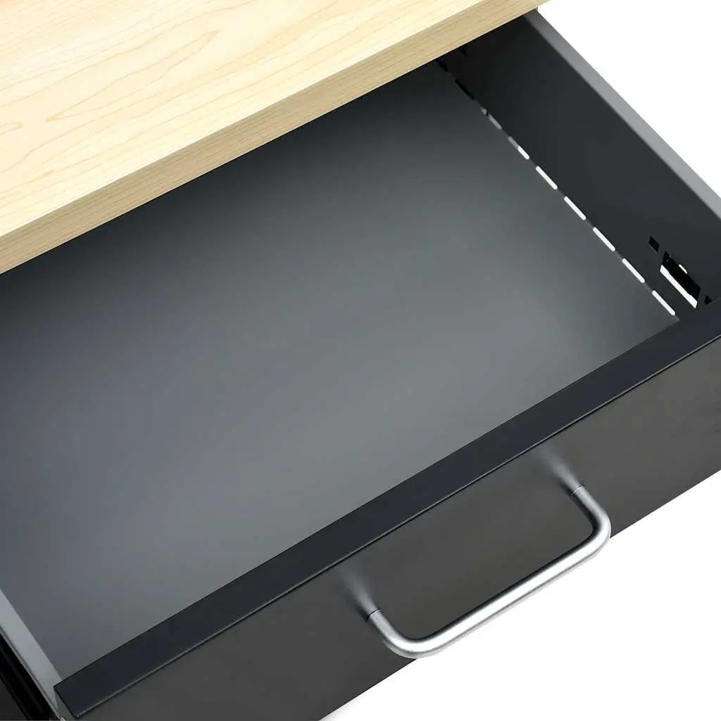 Workbench Steel and Engineered Wood 160x60x85cm Black 6 Drawers Lockable Cabinet