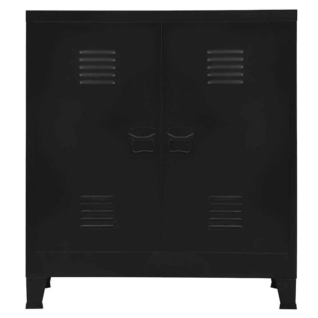 Industrial Storage Chest Steel 90 x 40 x 100 cm Black 2 Shelves Office Organiser