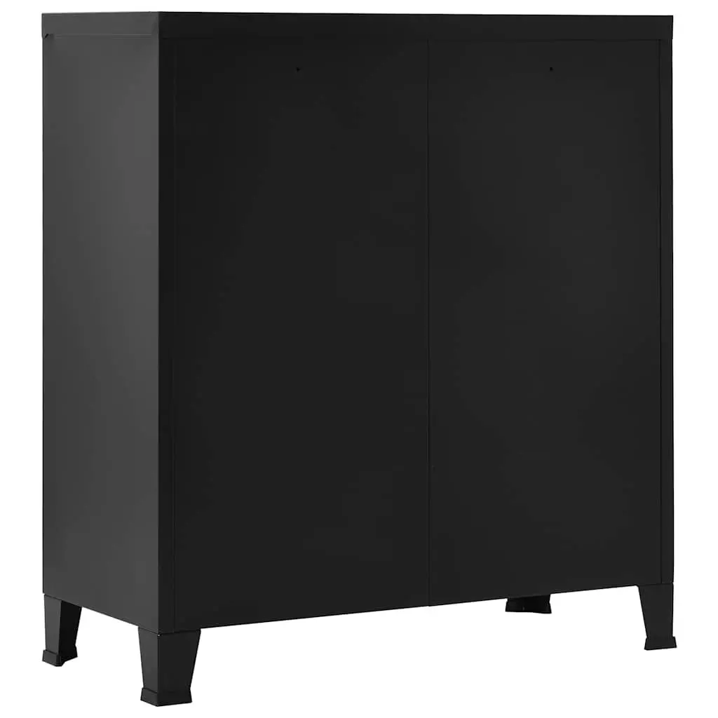 Industrial Storage Chest Steel 90 x 40 x 100 cm Black 2 Shelves Office Organiser