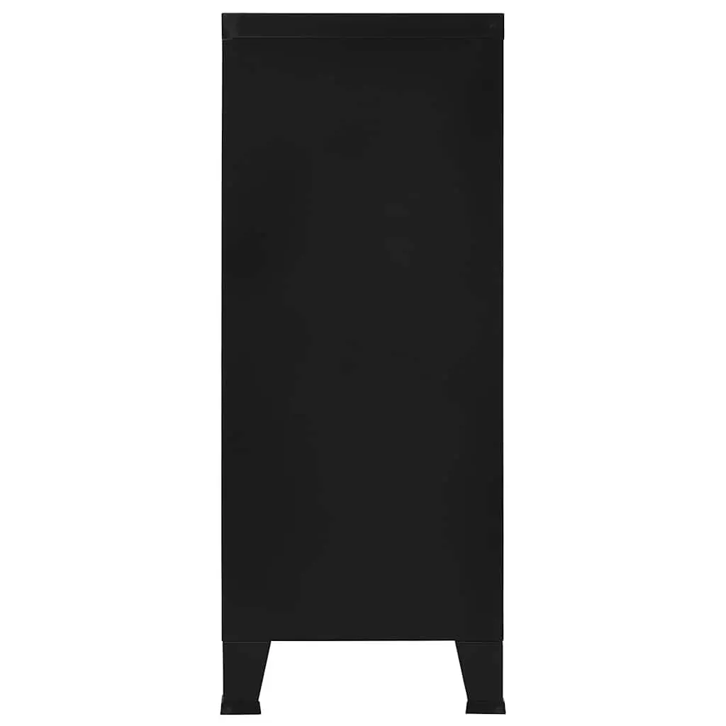 Industrial Storage Chest Steel 90 x 40 x 100 cm Black 2 Shelves Office Organiser