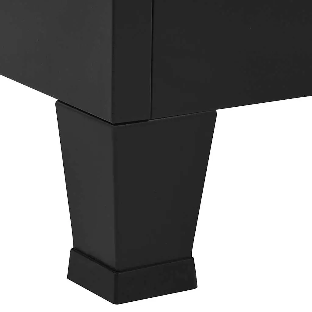 Industrial Storage Chest Steel 90 x 40 x 100 cm Black 2 Shelves Office Organiser