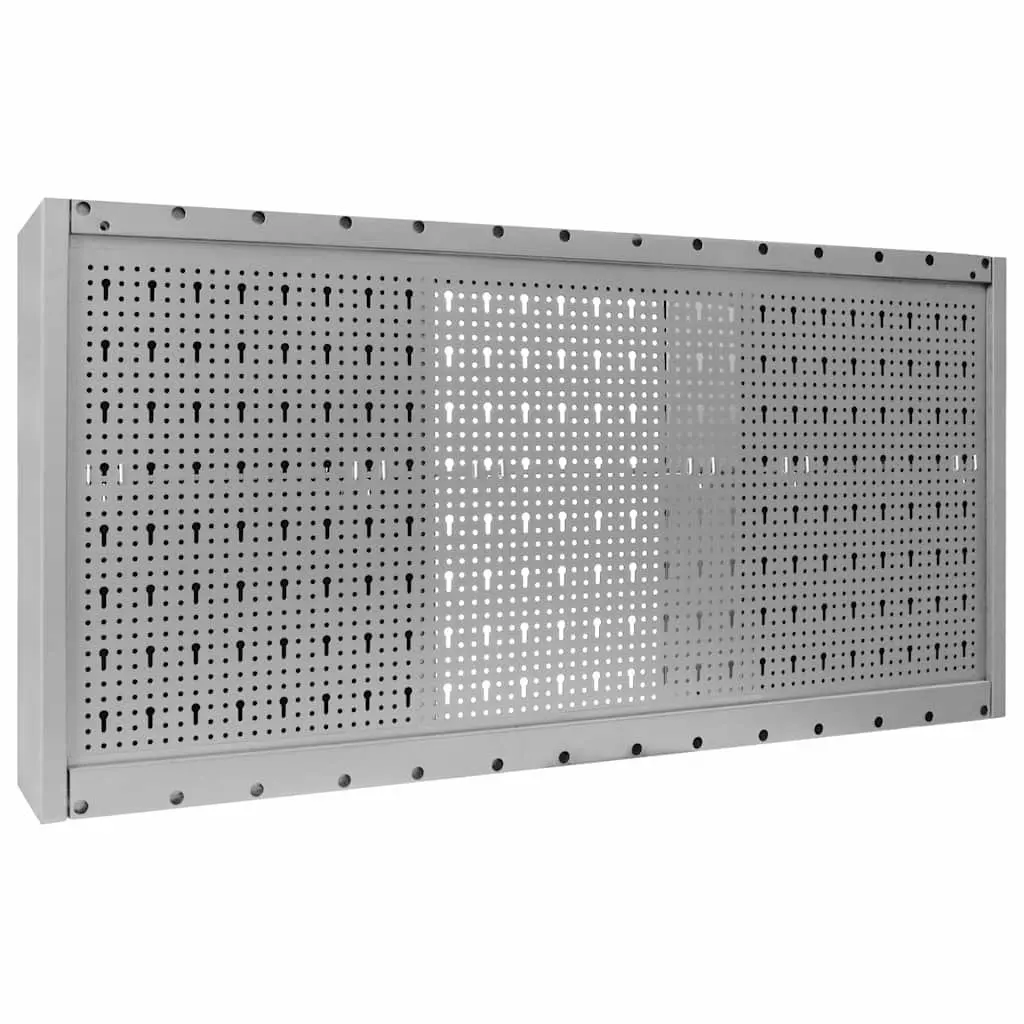 Wall Mounted Tool Cabinet Metal Grey with Three Adjustable Shelves and Lockable Doors