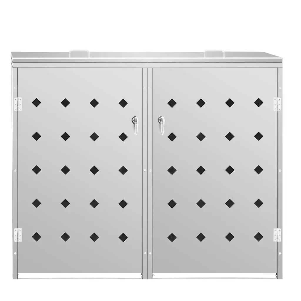 Wheelie Bin Shed Stainless Steel Silver Double 240L Garbage Storage Enclosure
