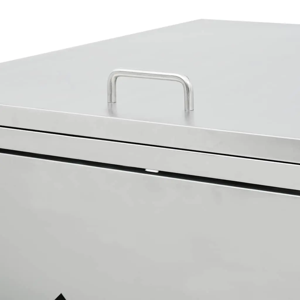 240L Silver Stainless Steel Wheelie Bin Shed Quadruple Storage Enclosure with Ventilation and Locking System