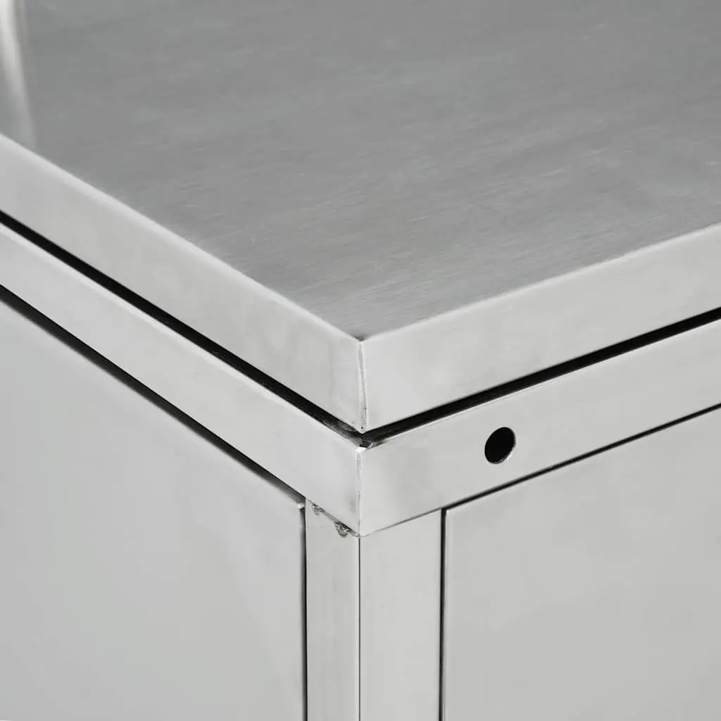240L Silver Stainless Steel Wheelie Bin Shed Quadruple Storage Enclosure with Ventilation and Locking System