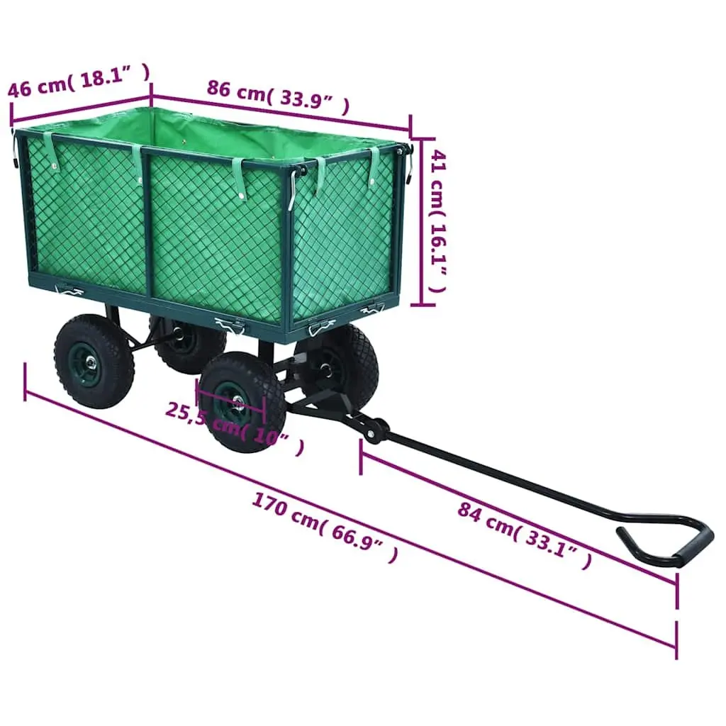 Garden Trolley Heavy Duty Steel Cart Green 350kg Load Capacity
