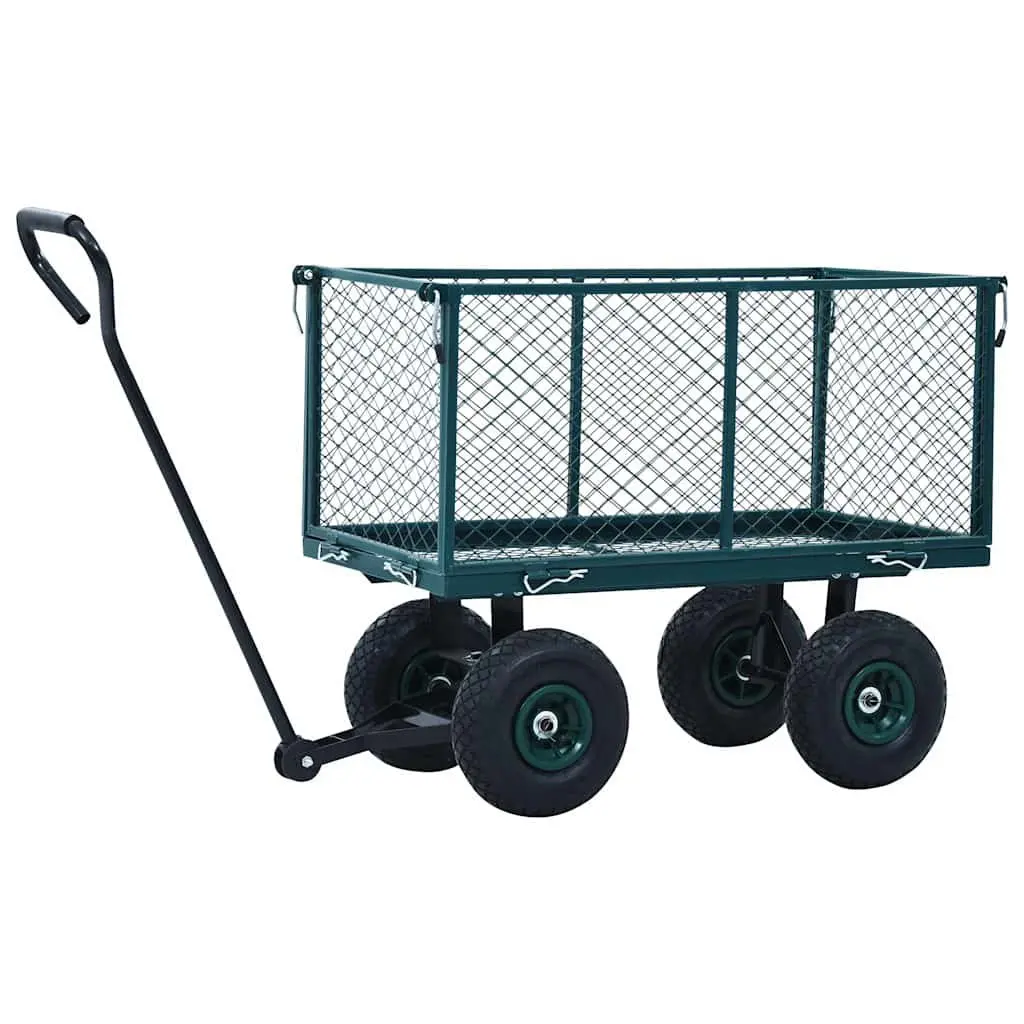 Garden Trolley Heavy Duty Steel Cart Green 350kg Load Capacity