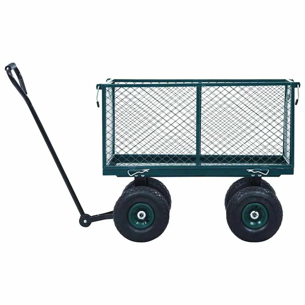 Garden Trolley Heavy Duty Steel Cart Green 350kg Load Capacity