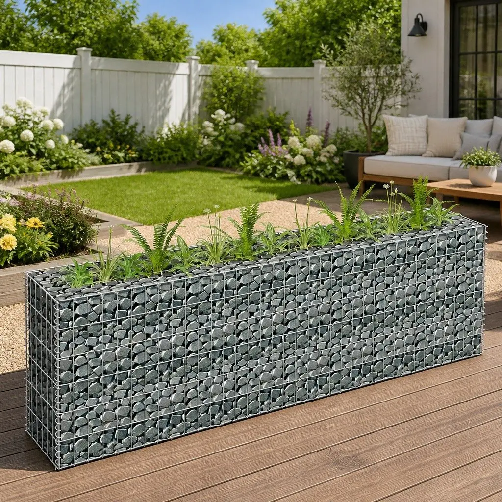 Raised Garden Bed 180x30x60cm Galvanised Steel Silver Mesh for Planting Border