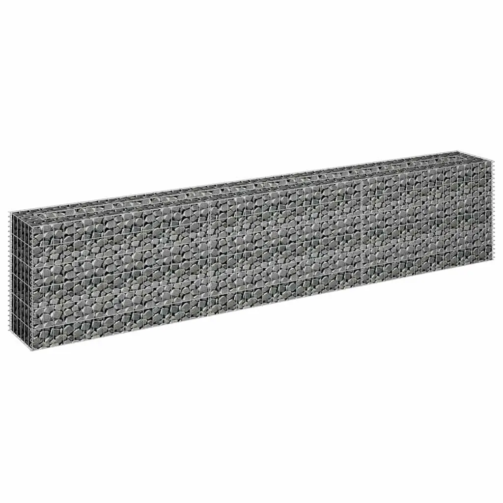 Gabion Planter Raised Garden Bed Galvanised Steel 270 x 30 x 60 cm Silver