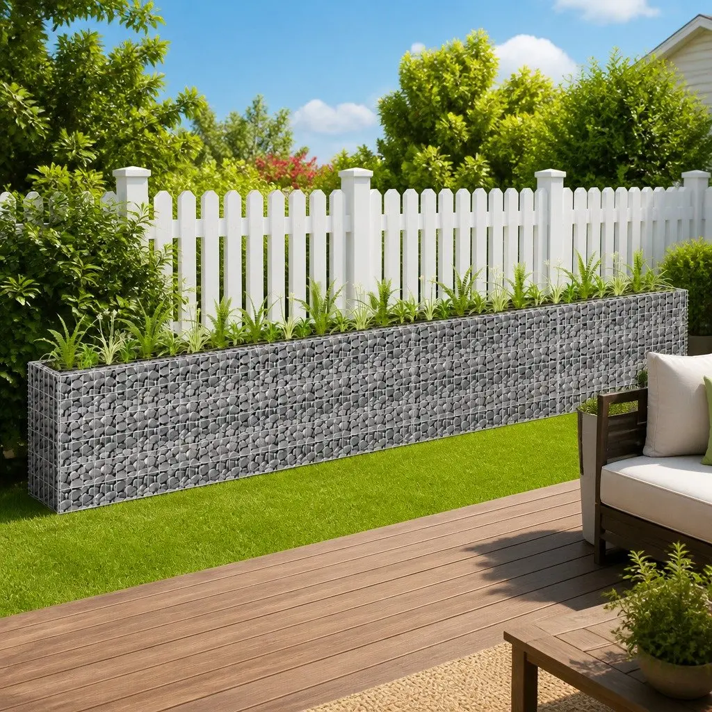 Raised Garden Bed Planter Flower Border Galvanised Steel 360x30x60cm Silver Rustproof Weather Resistant