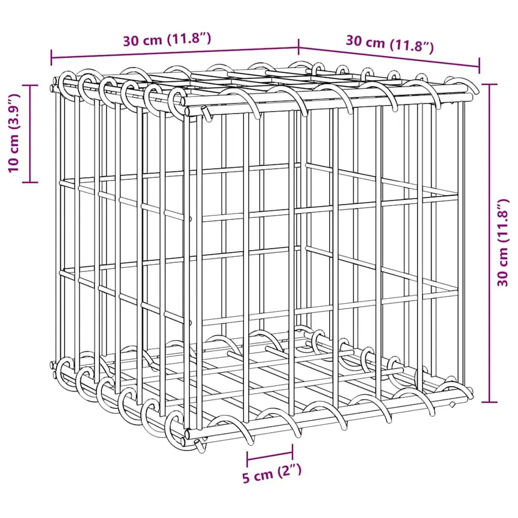 Cube Gabion Raised Bed Planter Steel Wire 30x30x30cm Silver