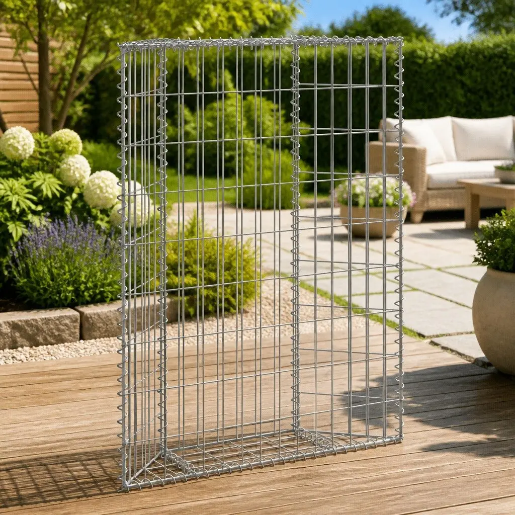 Gabion Raised Bed Galvanised Steel Trapezium Shape 100 x 20 x 100 cm Silver
