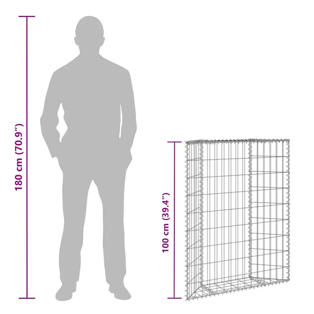 Gabion Raised Bed Galvanised Steel Trapezium Shape 100 x 20 x 100 cm Silver