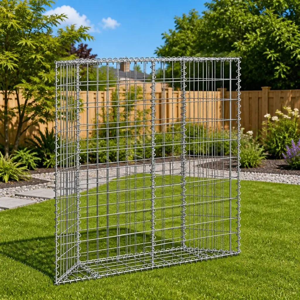Gabion Raised Bed Trapezium Galvanised Steel 100 x 20 x 100 cm Silver Garden Planter Border Flower Box Outdoor Patio