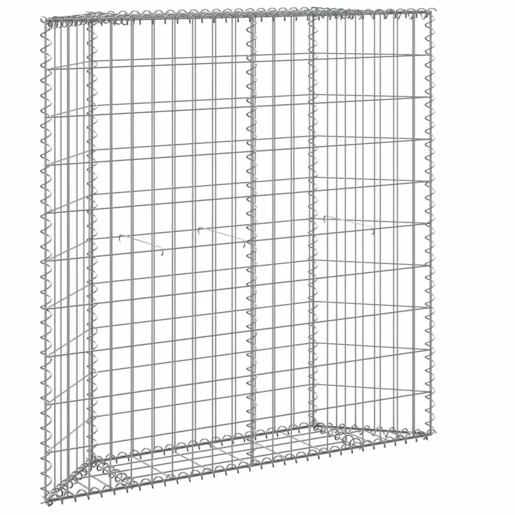 Gabion Raised Bed Trapezium Galvanised Steel 100 x 20 x 100 cm Silver Garden Planter Border Flower Box Outdoor Patio
