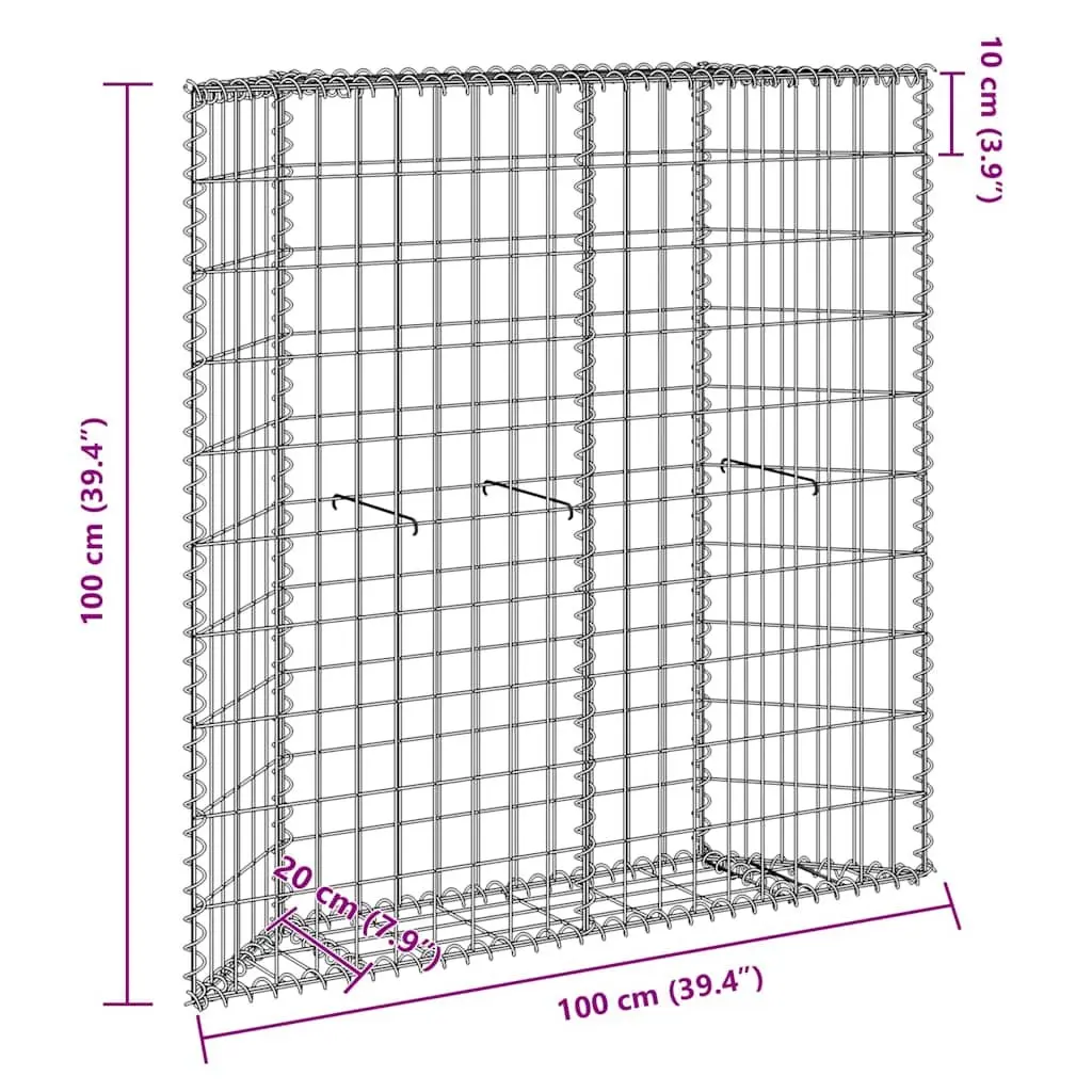 Gabion Raised Bed Trapezium Galvanised Steel 100 x 20 x 100 cm Silver Garden Planter Border Flower Box Outdoor Patio