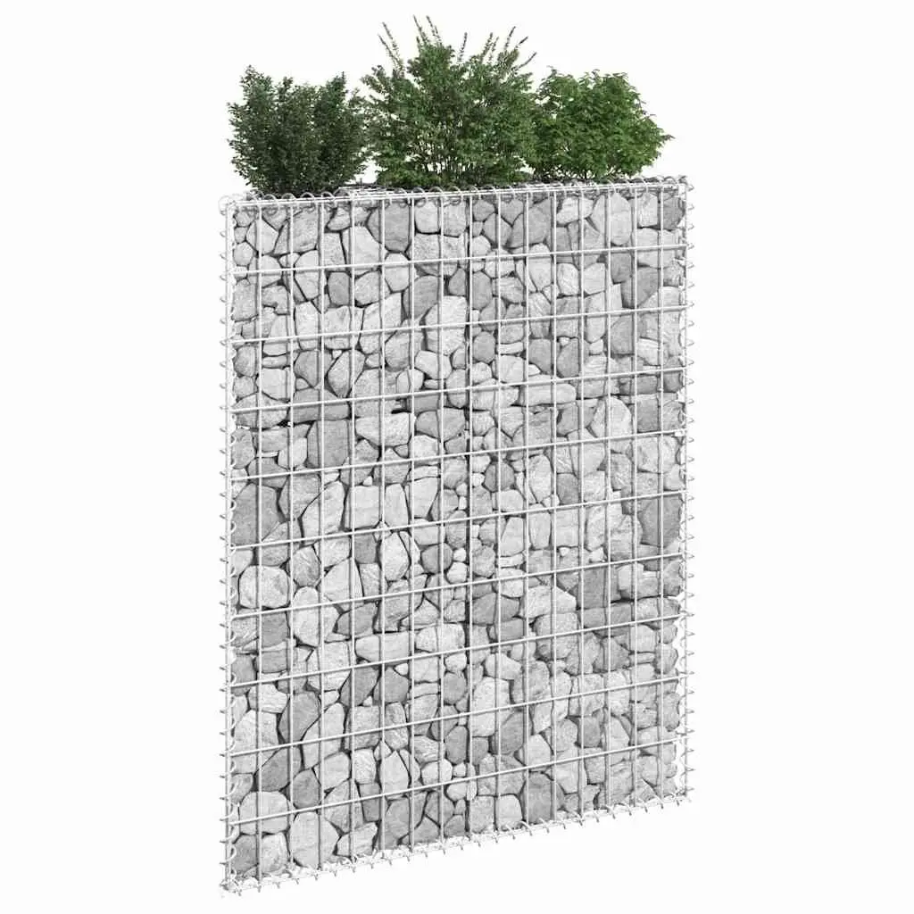 Gabion Raised Bed Trapezium Galvanised Steel 100 x 20 x 100 cm Silver Garden Planter Border Flower Box Outdoor Patio