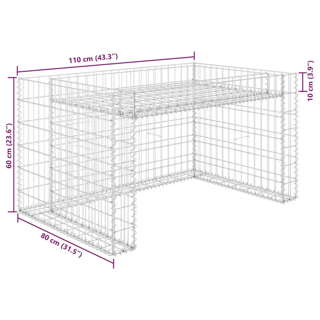 Lawn Mower Garage Steel Wire 110x80x60cm Silver Raised Bed Storage Box