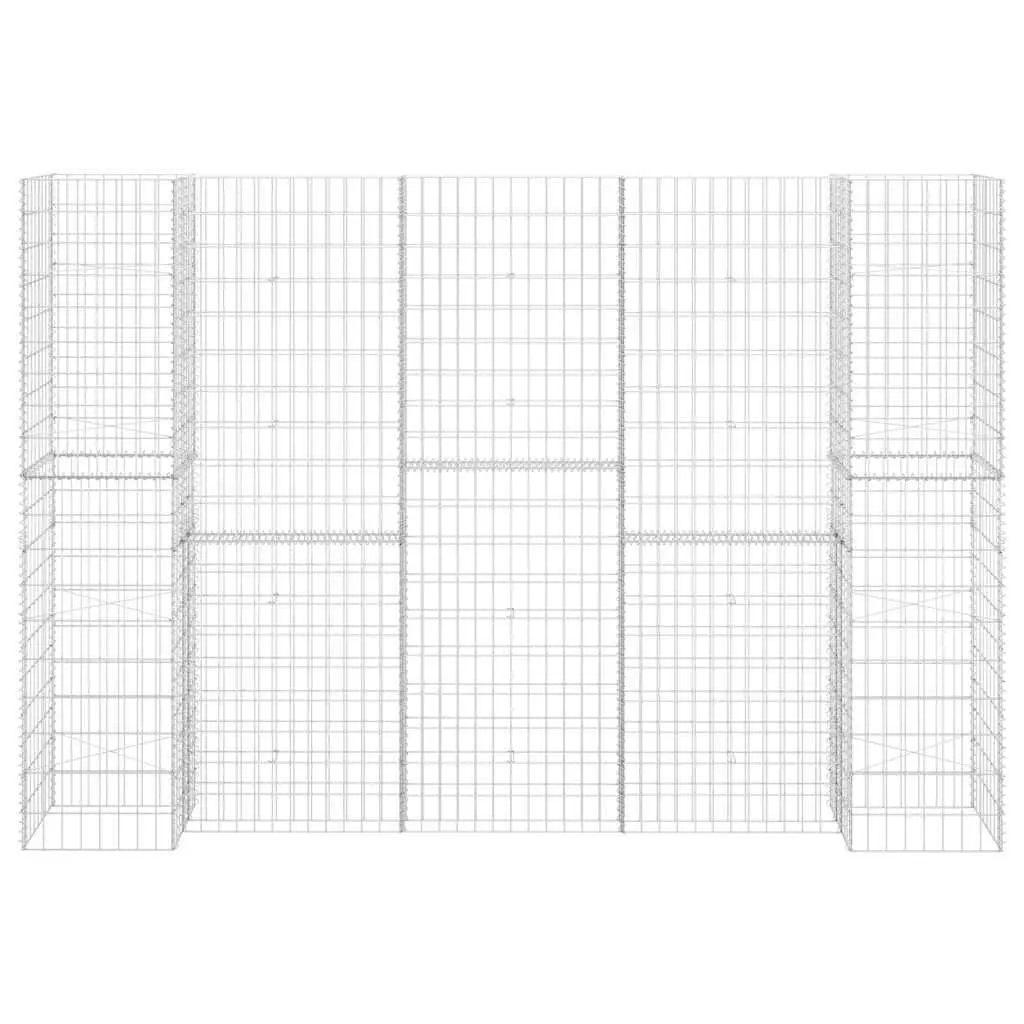 H-Shaped Steel Wire Gabion Planter 260x40x200cm Silver Weather Resistant Garden Border