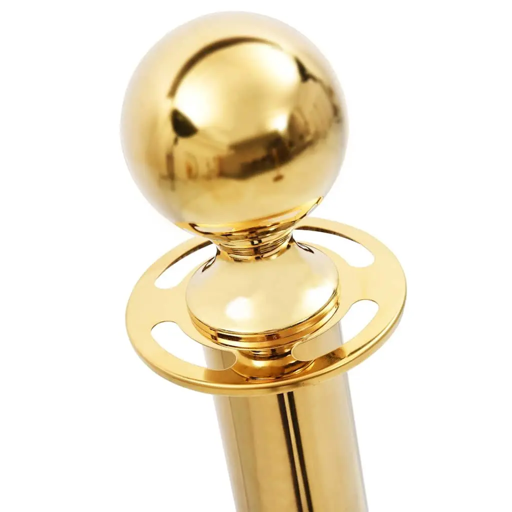 Stanchion Set Stainless Steel Gold 3 Piece Queue Barrier Posts for Crowd Control
