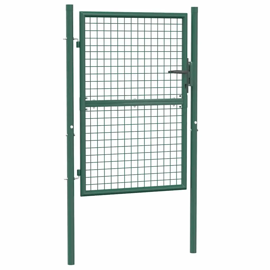 Heavy Duty Steel Gate Green 100x125cm Powder Coated Garden Patio Entryway Barrier