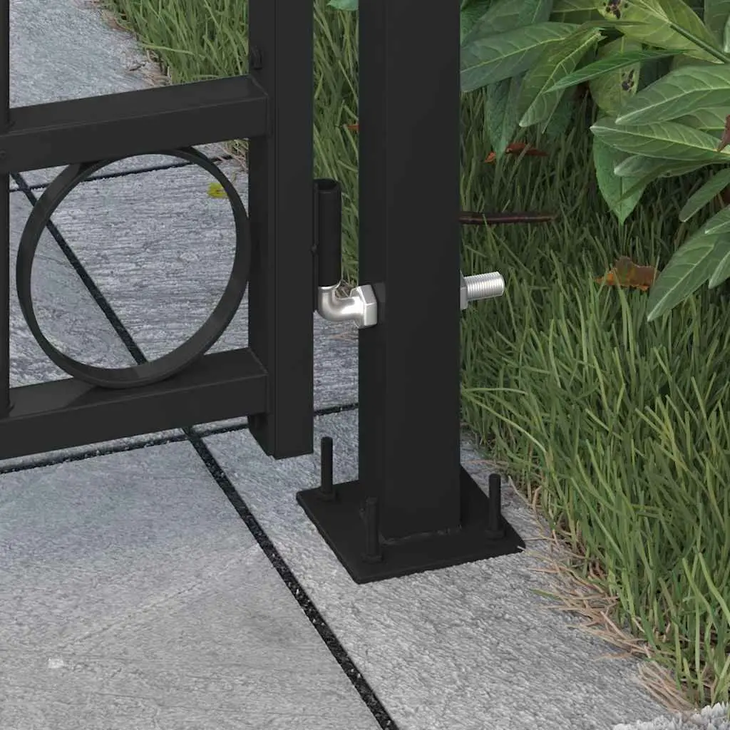 Garden Gate with Arched Top 105x170 cm Black Fence Entry Gate with Posts