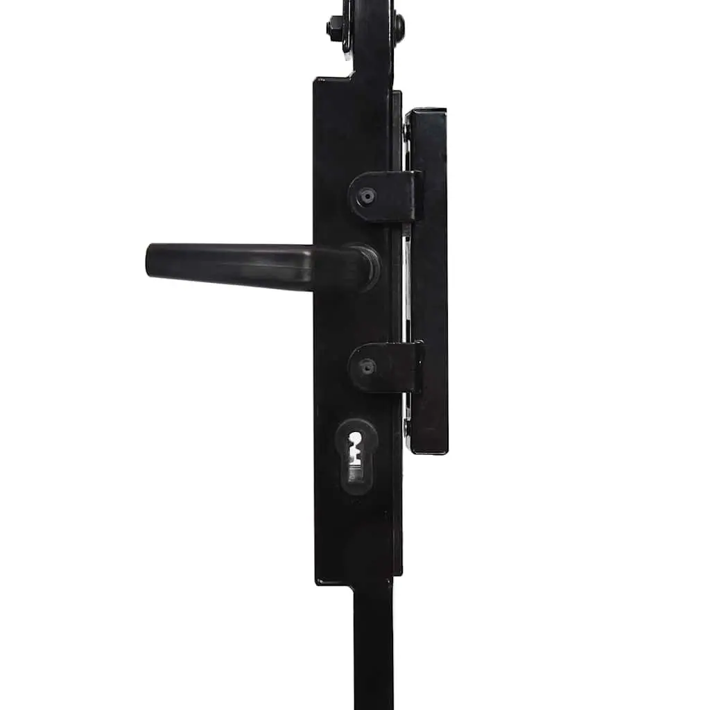 Garden Gate with Arched Top 105x170 cm Black Fence Entry Gate with Posts