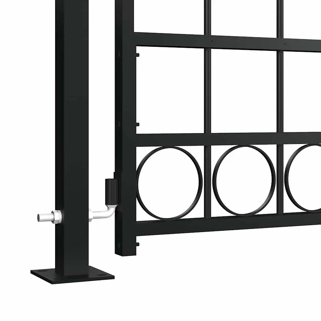 Garden Gate with Arched Top 105x170 cm Black Fence Entry Gate with Posts